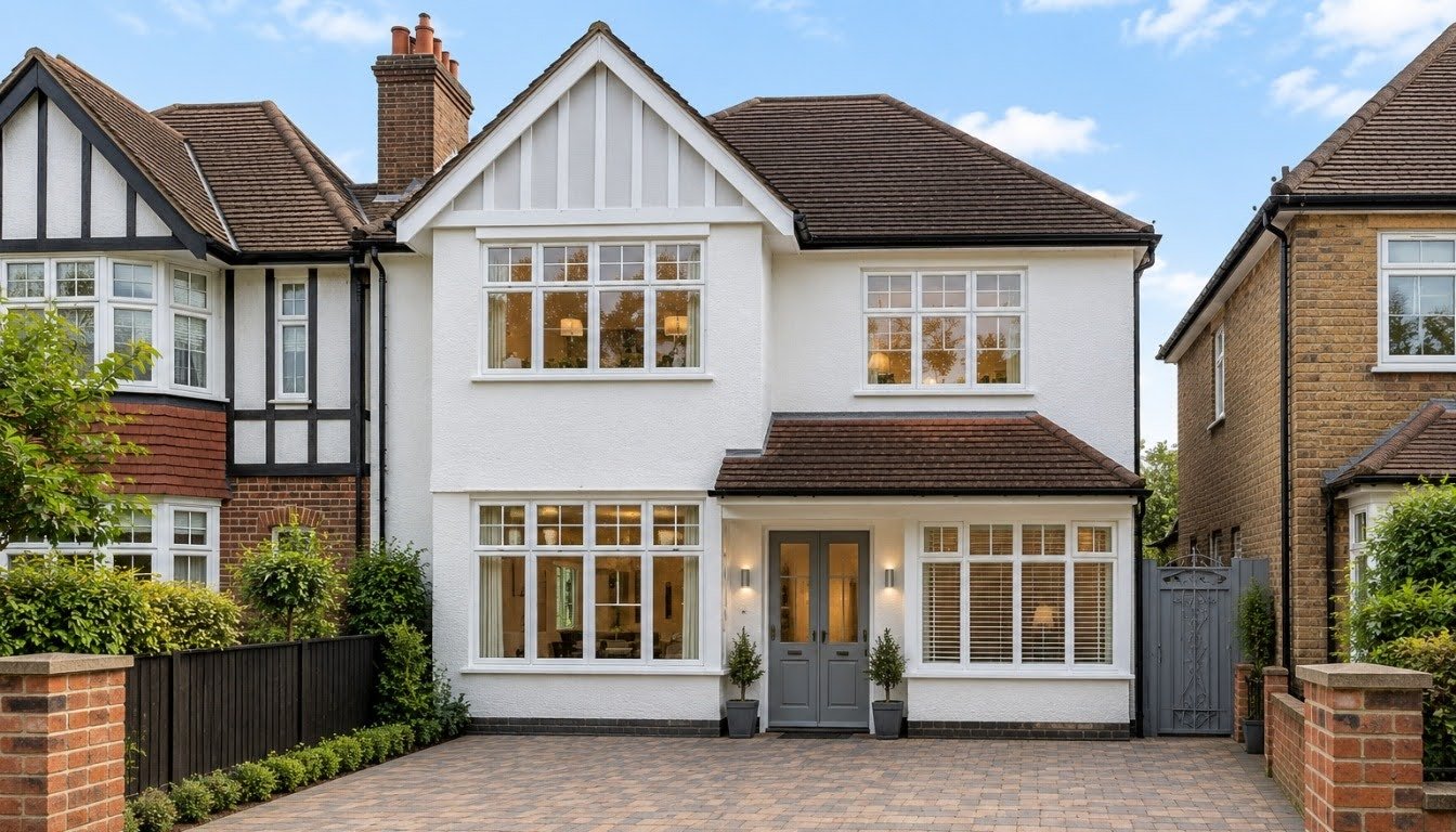 Restored traditional timber sash windows on a London period home by Daniel's Contractors